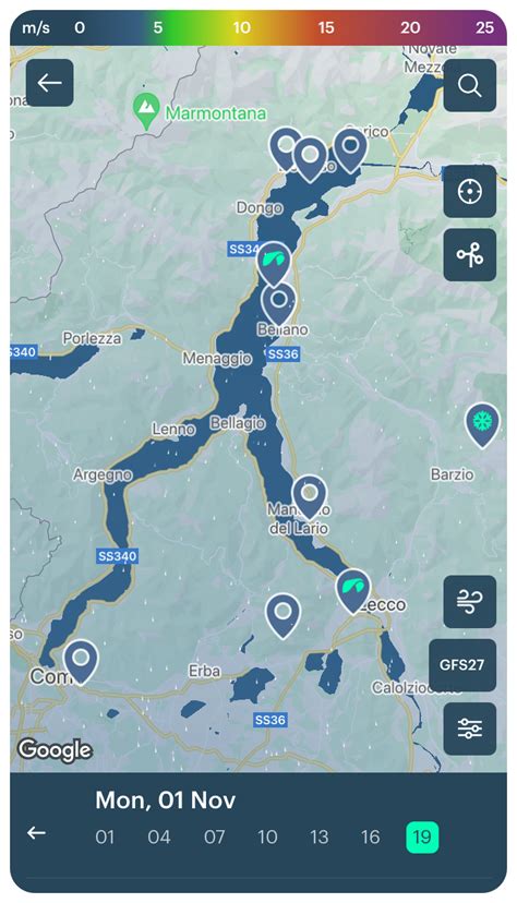 Wind & weather forecast Colico/Lago di Como .